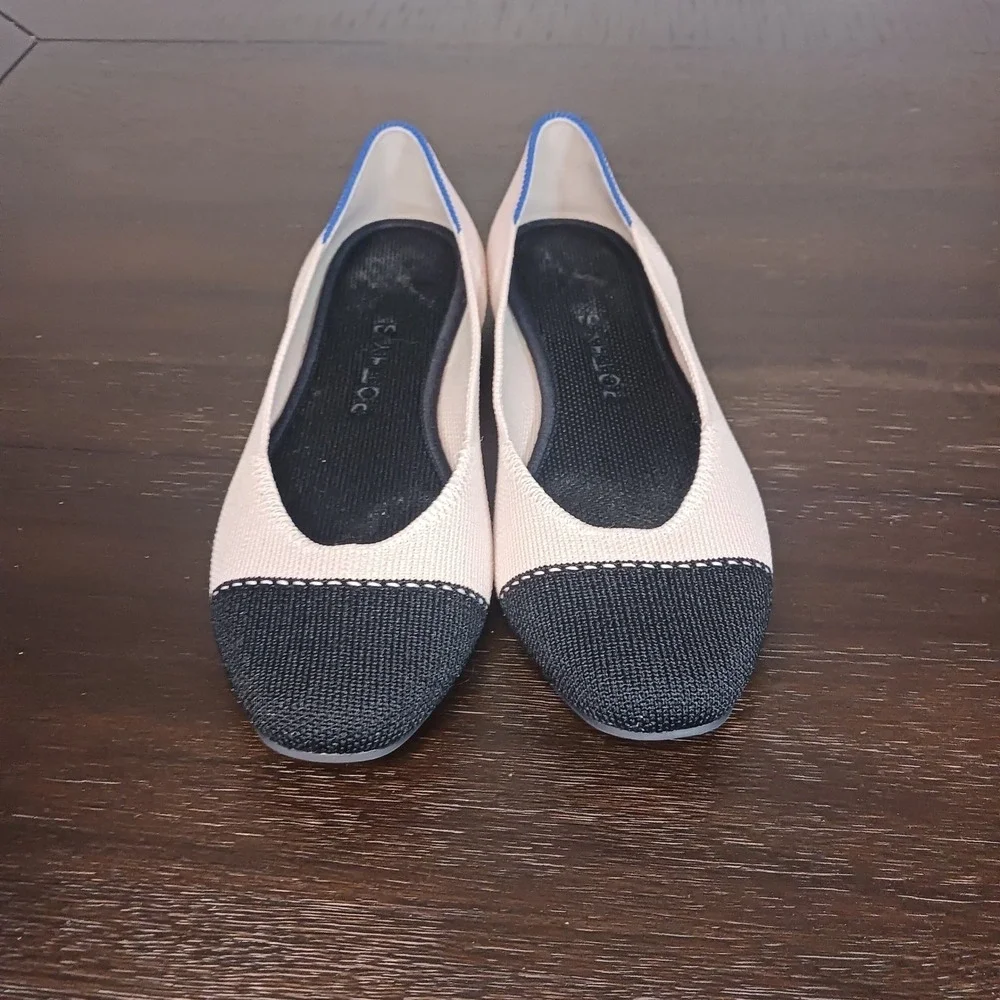 Rothy's The Flat Women's 6 Pink Black Cap Toe Knit Ballet Flats Washable Shoes